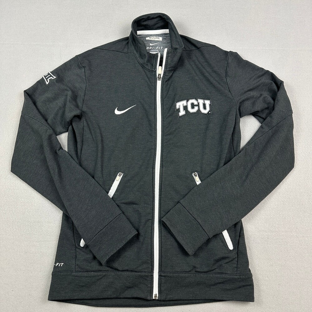 TCU Horned Frogs Jacket Men Small Gray Solid Full  Zip Nike Dri Fit NCAA S